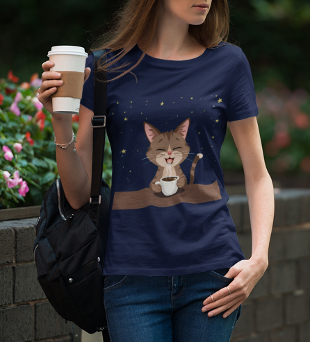 Women's Softstyle Midnight Coffee Cat Tee – Dream Edition