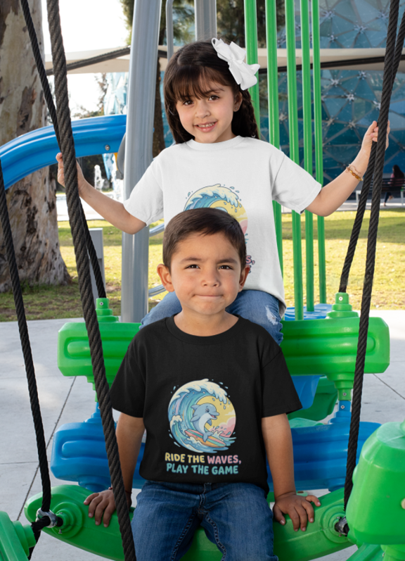 Wave Rider Dolphin Kids Tee – Adventure Edition