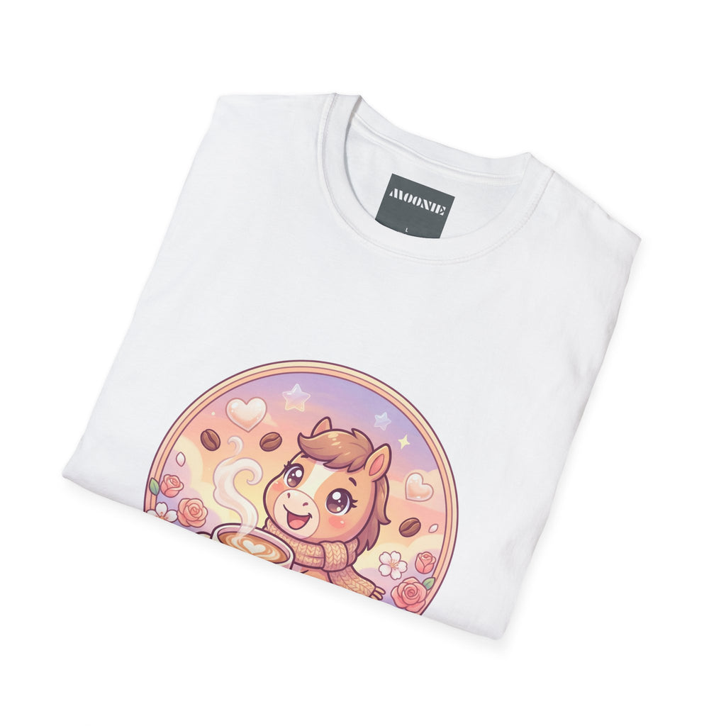 Women Softstyle Tee – Coffee & Horsie Charm