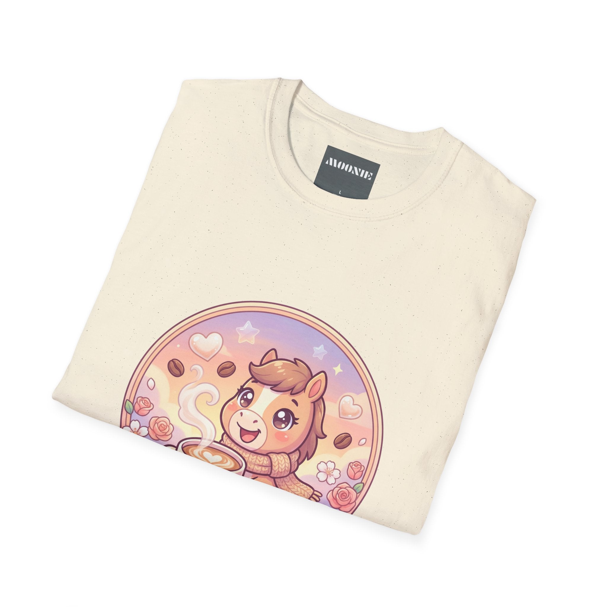 Women Softstyle Tee – Coffee & Horsie Charm